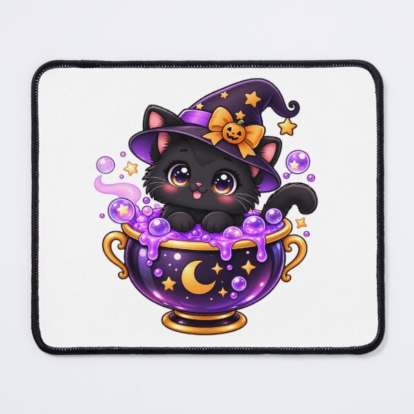 Item preview, Cute Black Cat Magic Cauldron Halloween designed and sold by Pixanova.