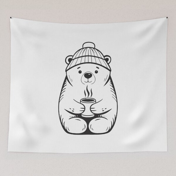 Item preview, Polar Bear with Coffee Cute Winter Gift 2 designed and sold by OneLine Studio.