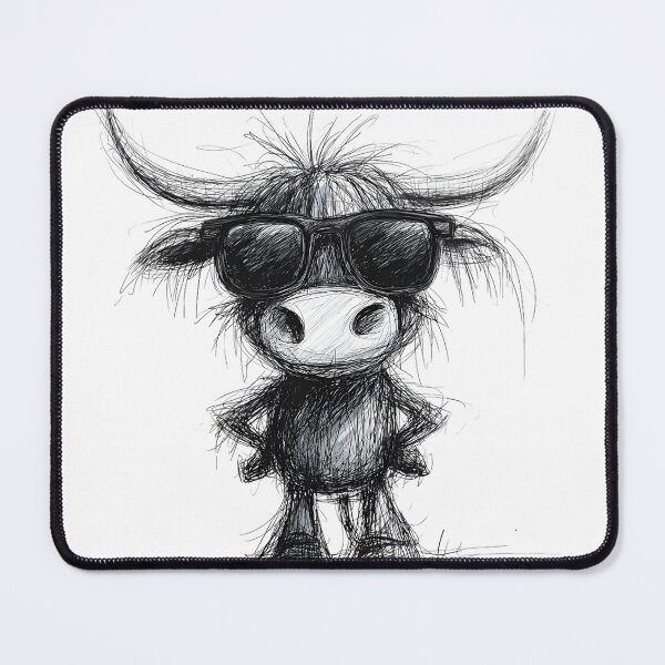 Item preview, Highland Cow in Sunglasses Doodle designed and sold by BRETT'S ART STUDIO.