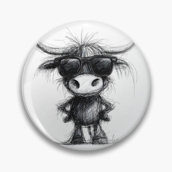 Item preview,  Highland Cow in Sunglasses Doodle designed and sold by BRETT'S ART STUDIO.