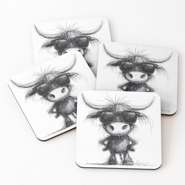 Item preview,  Highland Cow in Sunglasses Doodle designed and sold by BRETT'S ART STUDIO.