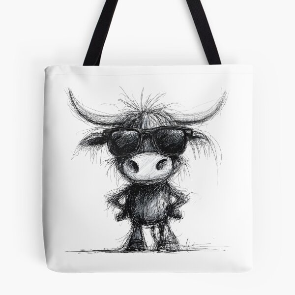 Item preview,  Highland Cow in Sunglasses Doodle designed and sold by BRETT'S ART STUDIO.