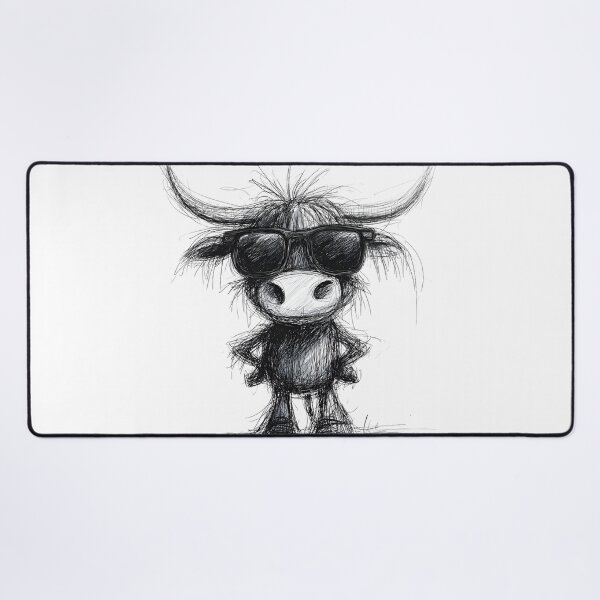 Item preview, Highland Cow in Sunglasses Doodle designed and sold by BRETT'S ART STUDIO.