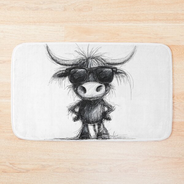 Item preview,  Highland Cow in Sunglasses Doodle designed and sold by BRETT'S ART STUDIO.