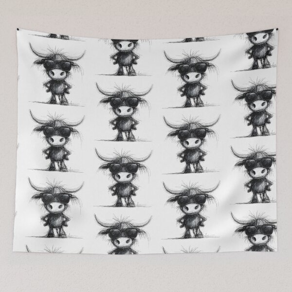 Item preview,  Highland Cow in Sunglasses Doodle designed and sold by BRETT'S ART STUDIO.