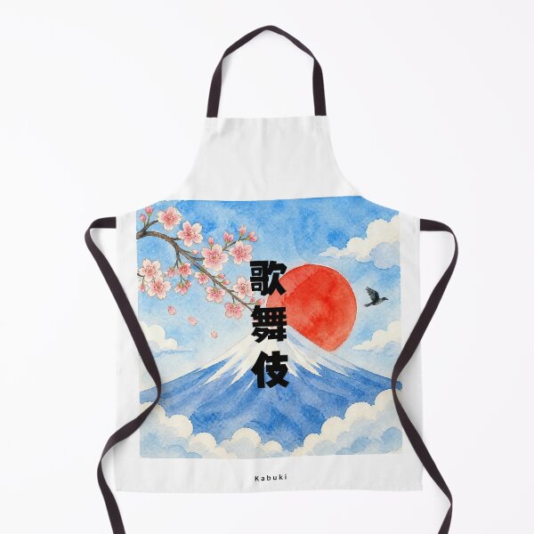 Item preview, Kabuki - Japanese Theater | Watercolor Mount Fuji & Red Sun | Japanese Design designed and sold by JapanMemoir.