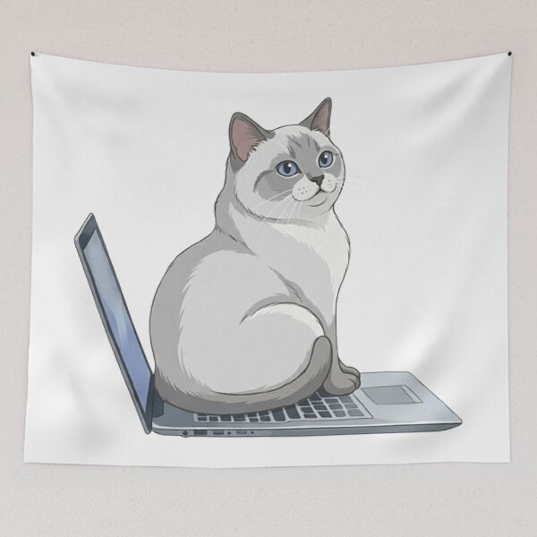 Item preview, Cat Sitting on Laptop Keyboard Cute Working Cat designed and sold by PetalsPaws.