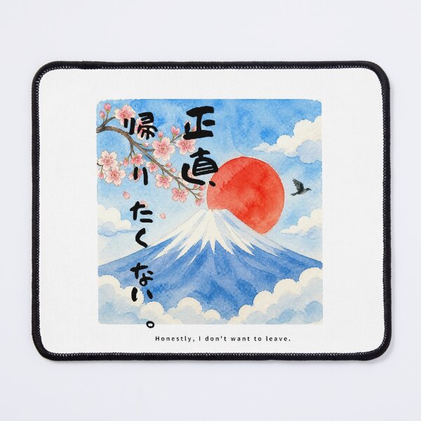 Item preview, Honestly I Dont Want to Leave | Watercolor Mount Fuji & Red Sun | Japanese Design designed and sold by JapanMemoir.