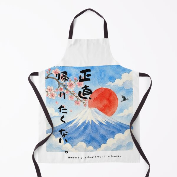 Item preview, Honestly I Dont Want to Leave | Watercolor Mount Fuji & Red Sun | Japanese Design designed and sold by JapanMemoir.