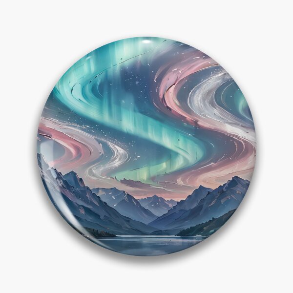 Item preview, Mountain Lake Under Aurora Ribbons — Night Reflection Art designed and sold by LunaAdventurer.