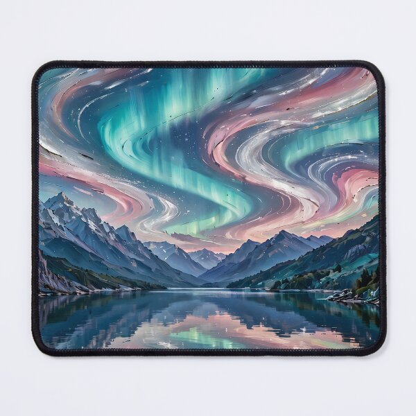 Item preview, Mountain Lake Under Aurora Ribbons — Night Reflection Art designed and sold by LunaAdventurer.