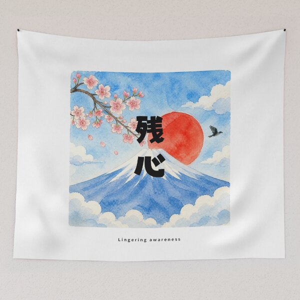 Item preview, Zanshin - Lingering Awareness | Watercolor Mount Fuji & Red Sun | Japanese Design designed and sold by JapanMemoir.