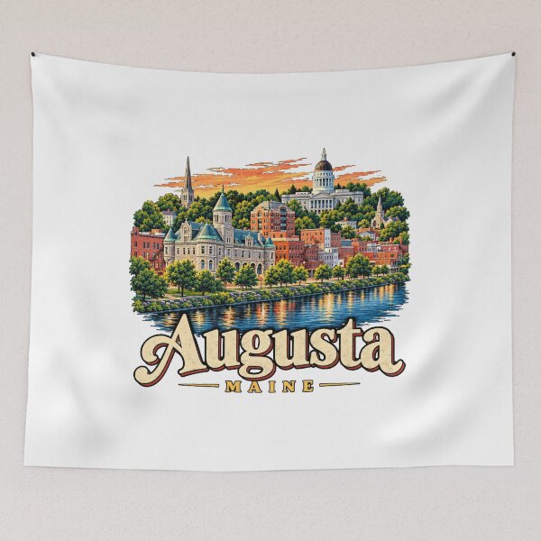 Item preview, Vintage Augusta Maine Travel Souvenir Landmark Gift designed and sold by MichaeIRellov.