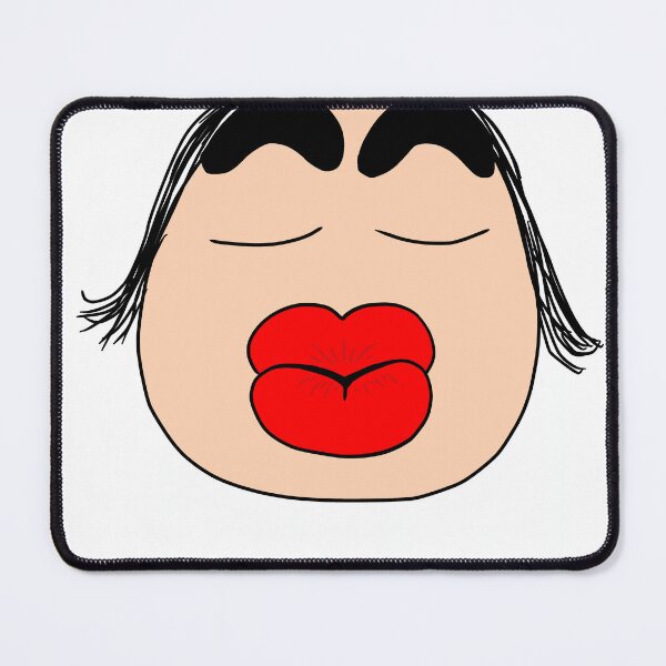 Item preview, Funny cartoon face with thick eyebrows and red kissing lips icon. designed and sold by KotchySmile.