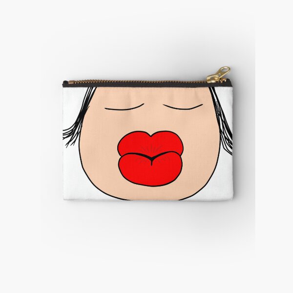 Item preview, Funny cartoon face with thick eyebrows and red kissing lips icon. designed and sold by KotchySmile.