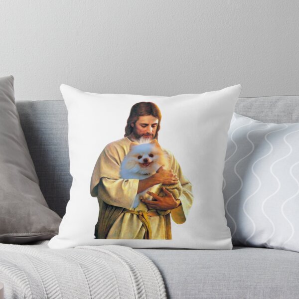 Item preview, Jesus Holding a Cute Pomeranian Dog  designed and sold by Kathleenblairo.