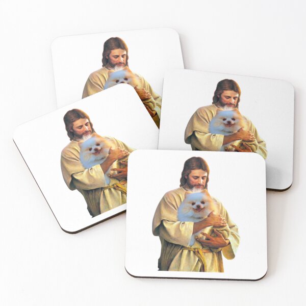 Item preview, Jesus Holding a Cute Pomeranian Dog  designed and sold by Kathleenblairo.