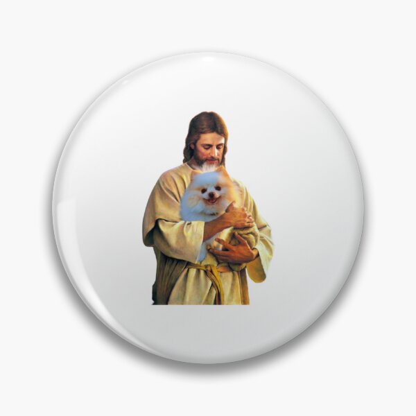 Item preview, Jesus Holding a Cute Pomeranian Dog  designed and sold by Kathleenblairo.