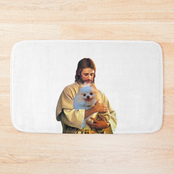 Item preview, Jesus Holding a Cute Pomeranian Dog  designed and sold by Kathleenblairo.
