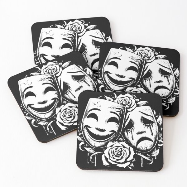 Item preview, Dark Art Smile and Cry Mask Sad Laugh and Crying Tattoo designed and sold by MORSPECTIVE.