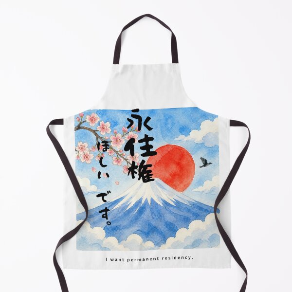 Item preview, Eijuuken Hoshii Desu - I Want a Visa | Watercolor Mount Fuji & Red Sun | Japanese Design designed and sold by JapanMemoir.