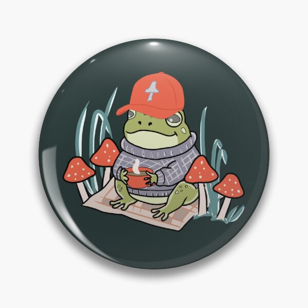 Item preview, Frog with Red Cap Drinking Coffee Cottagecore Aesthetic  designed and sold by LeshanArt.