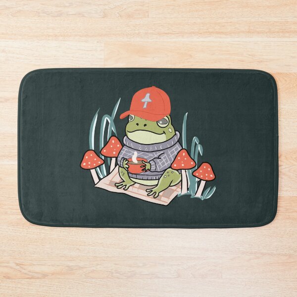 Item preview, Frog with Red Cap Drinking Coffee Cottagecore Aesthetic  designed and sold by LeshanArt.