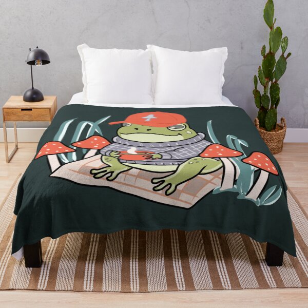 Item preview, Frog with Red Cap Drinking Coffee Cottagecore Aesthetic  designed and sold by LeshanArt.