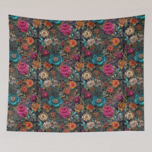 Item preview, Embroidered Silk Floral Tapestry designed and sold by pinkal.