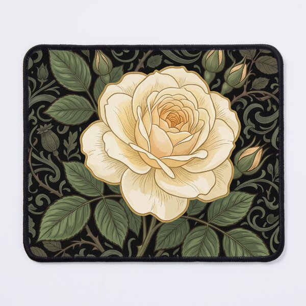 Item preview, Alberic Barbier Climbing Rose Art Print: Arts and Crafts Botanical Cream Rose Poster designed and sold by FreiherrPK.