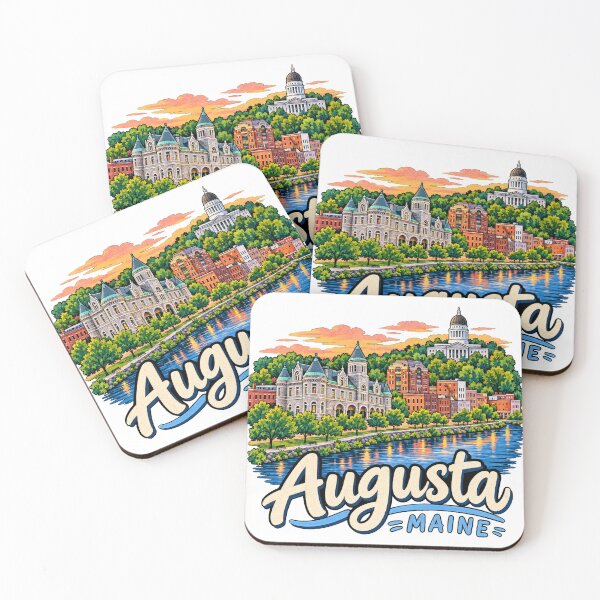 Item preview, Hand Drawn Augusta Maine Travel Souvenir Landmark Gift designed and sold by MichaeIRellov.