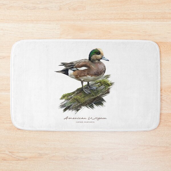 Item preview, American Wigeon on Mossy Log Bird Illustration designed and sold by Takeda-art.