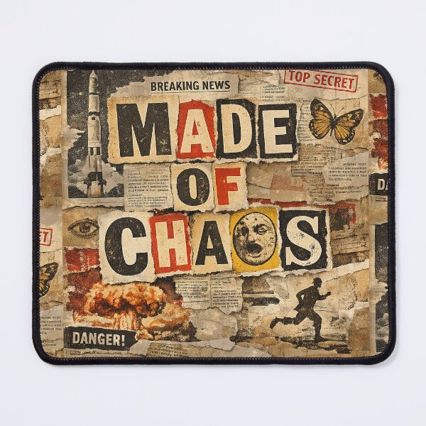 Item preview, Made of Chaos — Retro Newspaper Collage Print designed and sold by tviyluv.