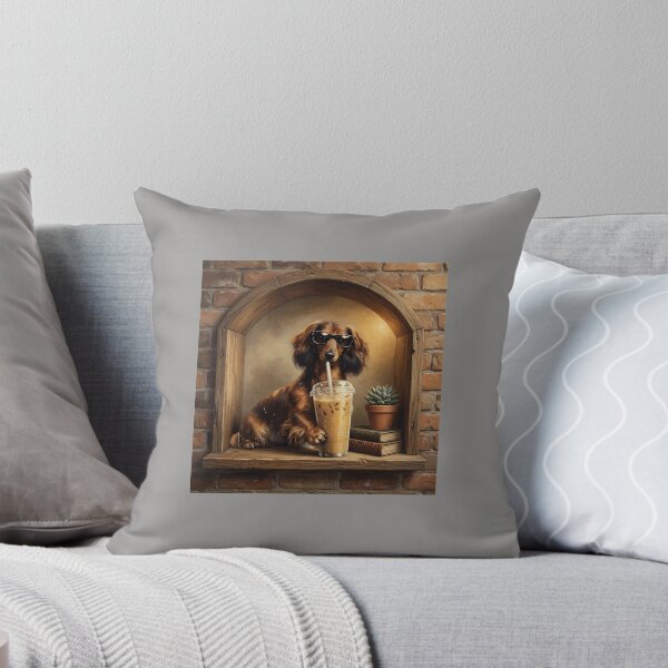 Item preview, Cool Dachshund Sipping Iced Coffee with Shades-71 designed and sold by MelanieaEcker.
