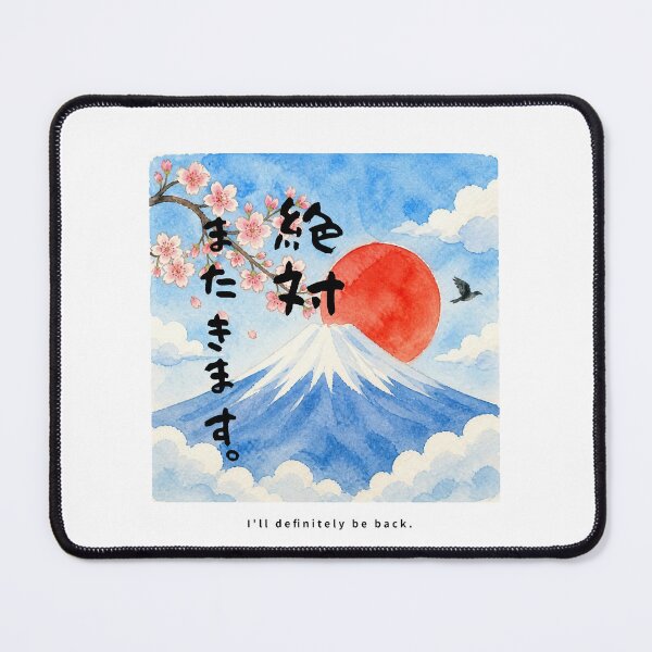 Item preview, Ill Definitely Be Back | Watercolor Mount Fuji & Red Sun | Japanese Design designed and sold by JapanMemoir.