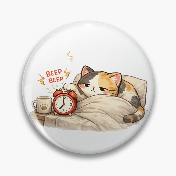 Item preview, Cute Sleepy Calico Cat Snoozing Alarm designed and sold by UvooArt.