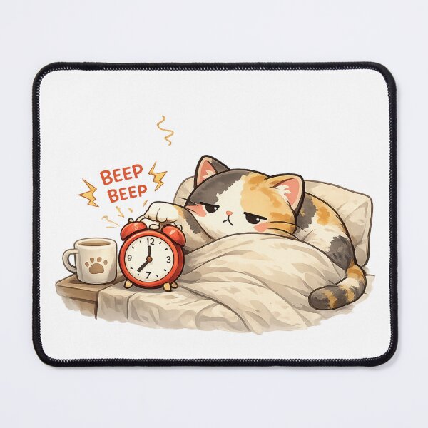 Item preview, Cute Sleepy Calico Cat Snoozing Alarm designed and sold by UvooArt.