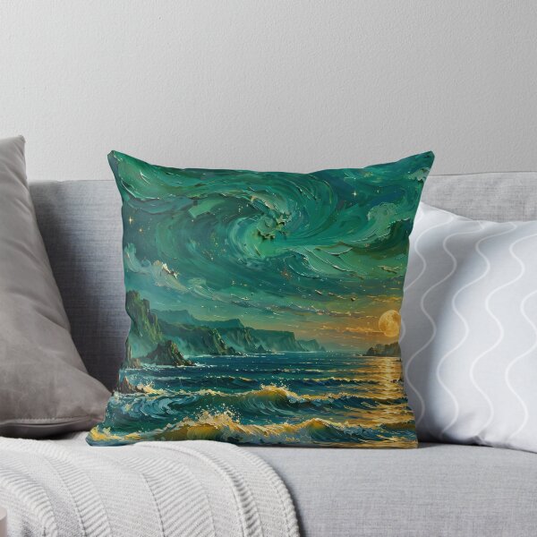 Item preview, Moonlit Ocean Coast — Emerald Waves Under a Golden Moon designed and sold by LunaAdventurer.