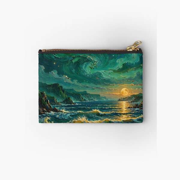 Item preview, Moonlit Ocean Coast — Emerald Waves Under a Golden Moon designed and sold by LunaAdventurer.