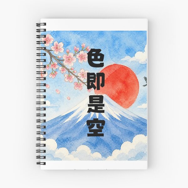 Item preview, Shiki Soku Ze Kuu - Form Is Emptiness | Watercolor Mount Fuji & Red Sun | Japanese Design designed and sold by JapanMemoir.