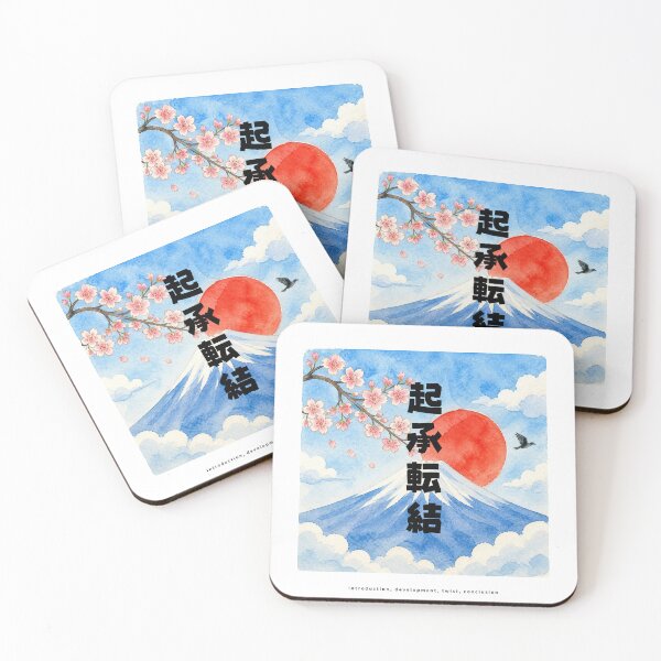 Item preview, Kishoutenketsu - Story Structure | Watercolor Mount Fuji & Red Sun | Japanese Design designed and sold by JapanMemoir.