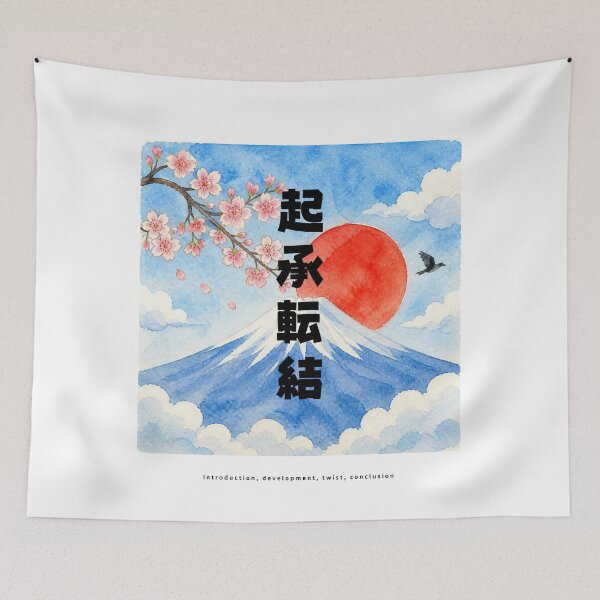 Item preview, Kishoutenketsu - Story Structure | Watercolor Mount Fuji & Red Sun | Japanese Design designed and sold by JapanMemoir.