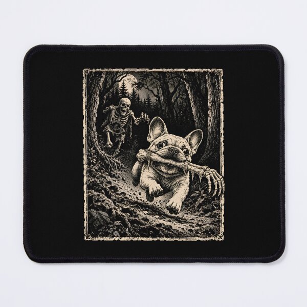 Item preview, French Bulldog Stealing Bone from Skeleton designed and sold by fairmont-press.