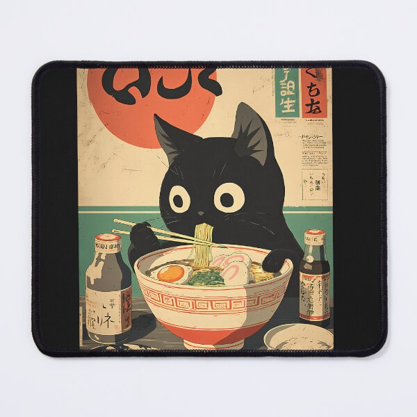 Item preview, Kawaii Kuro Neko Ramen Run Relaxed  designed and sold by ARTDOSEMAKER  ⭐⭐⭐⭐⭐.