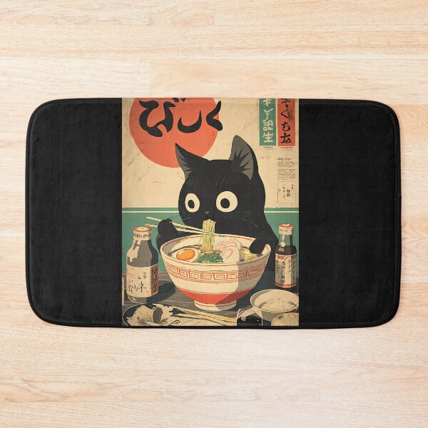 Item preview, Kawaii Kuro Neko Ramen Run Relaxed  designed and sold by ARTDOSEMAKER  ⭐⭐⭐⭐⭐.