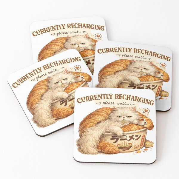 Item preview, Funny Currently Recharging Lazy Fluffy Cat designed and sold by UvooArt.