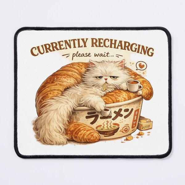 Item preview, Funny Currently Recharging Lazy Fluffy Cat designed and sold by UvooArt.