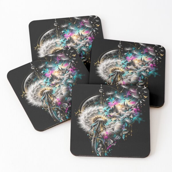 Item preview, Surreal Dandelion Transformation - Neon Cosmic Fantasy Art designed and sold by Personiq Kaleido.
