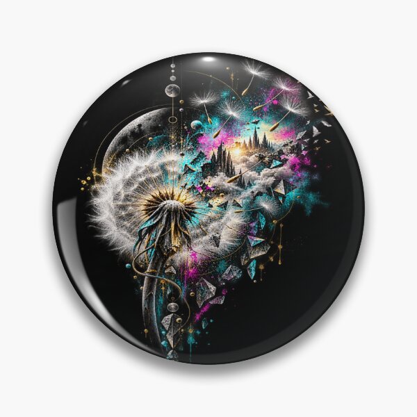Item preview, Surreal Dandelion Transformation - Neon Cosmic Fantasy Art designed and sold by Personiq Kaleido.