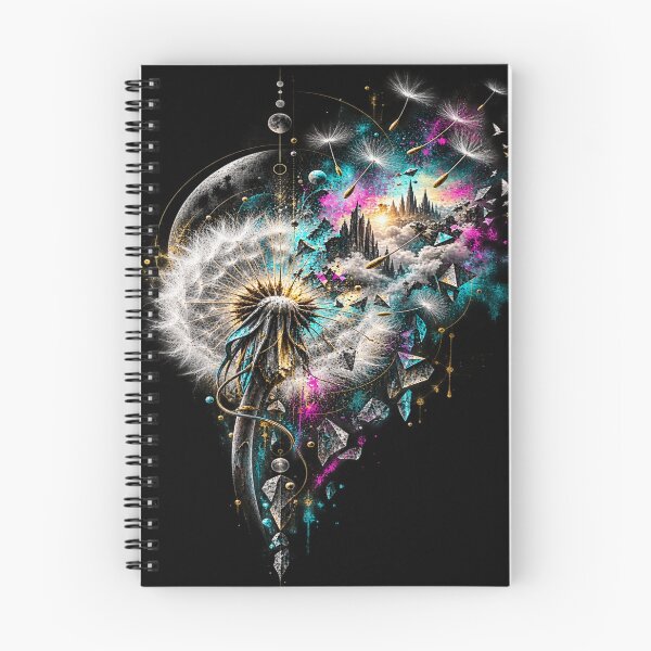 Item preview, Surreal Dandelion Transformation - Neon Cosmic Fantasy Art designed and sold by Personiq Kaleido.